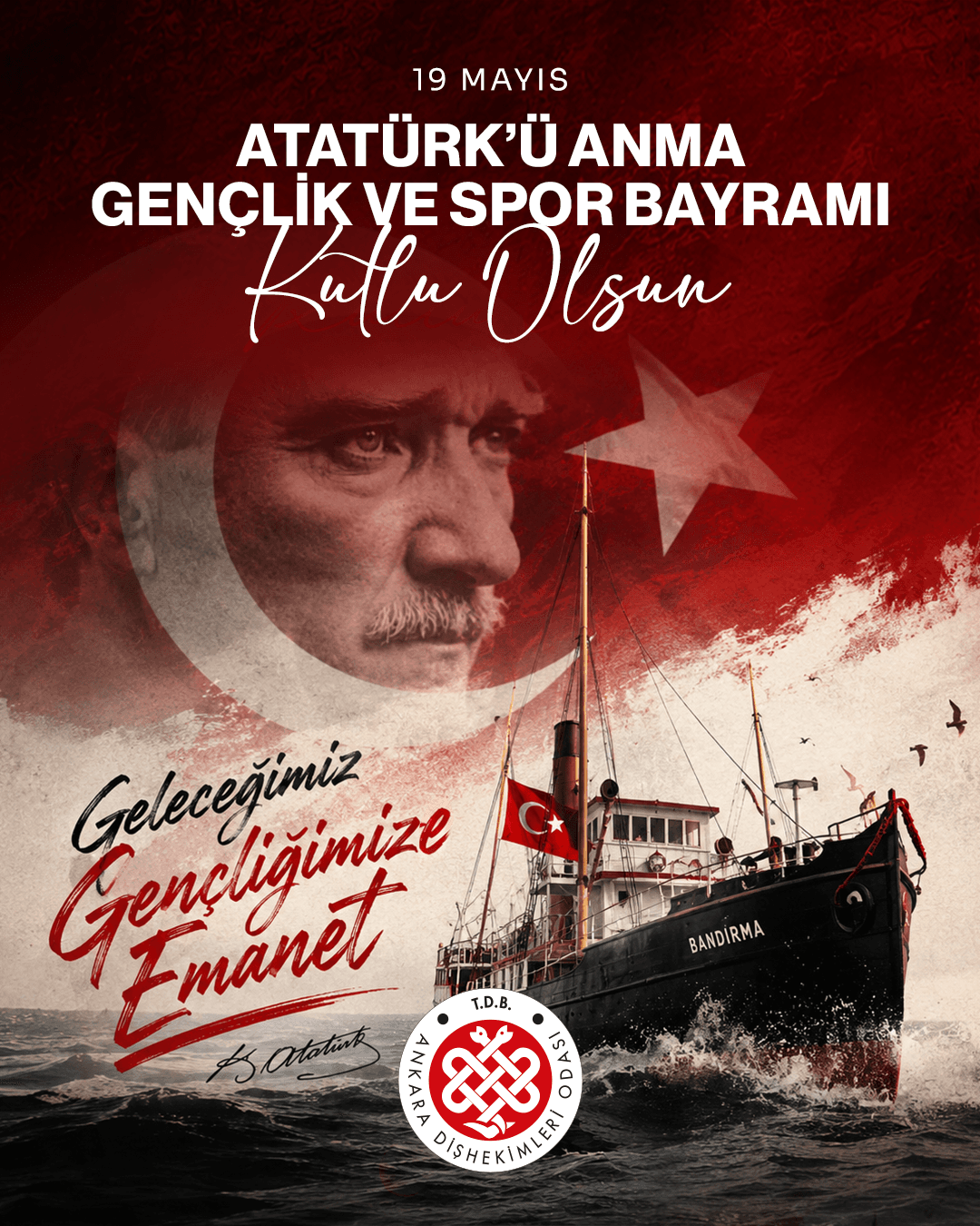 “19 Mayıs Atatürk’ü anma gençlik ve spor bayramı kutlu olsun -2026” görseli