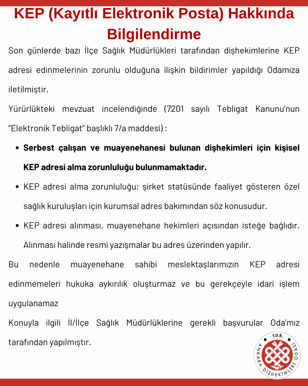 “KEP (Kayıtlı Elektronik Posta) Hakkında Bilgilendirme” görseli