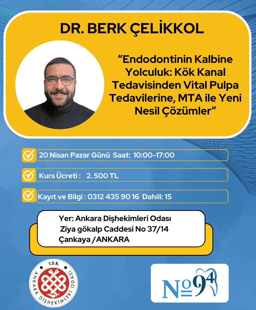 “Endodontinin Kalbine Yolculuk: Kök Kanal Tedavisinden Vital Pulpa Tedavilerine, MTA ile Yeni Nesil Çözümler Kursu” görseli