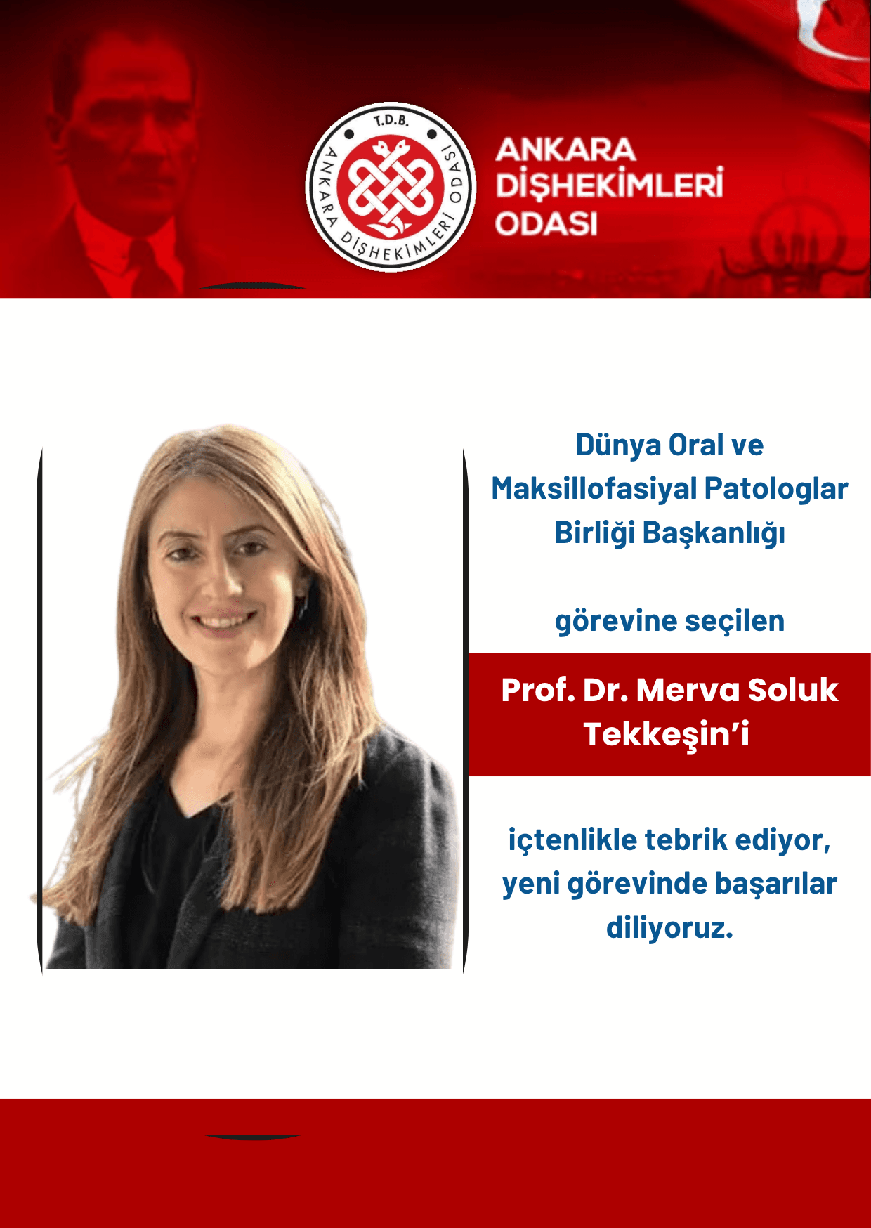 “Prof. Dr. Merva Soluk Tekkeşin’i tebrik ediyoruz” görseli