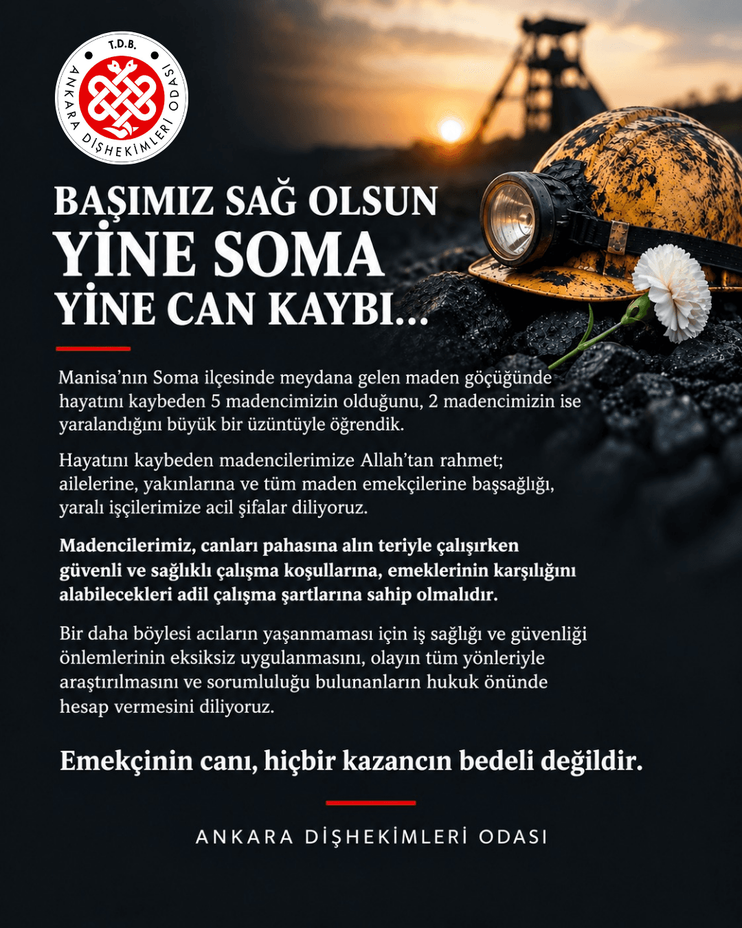 “Başımız sağ olsun yine soma yine can kaybı...” görseli