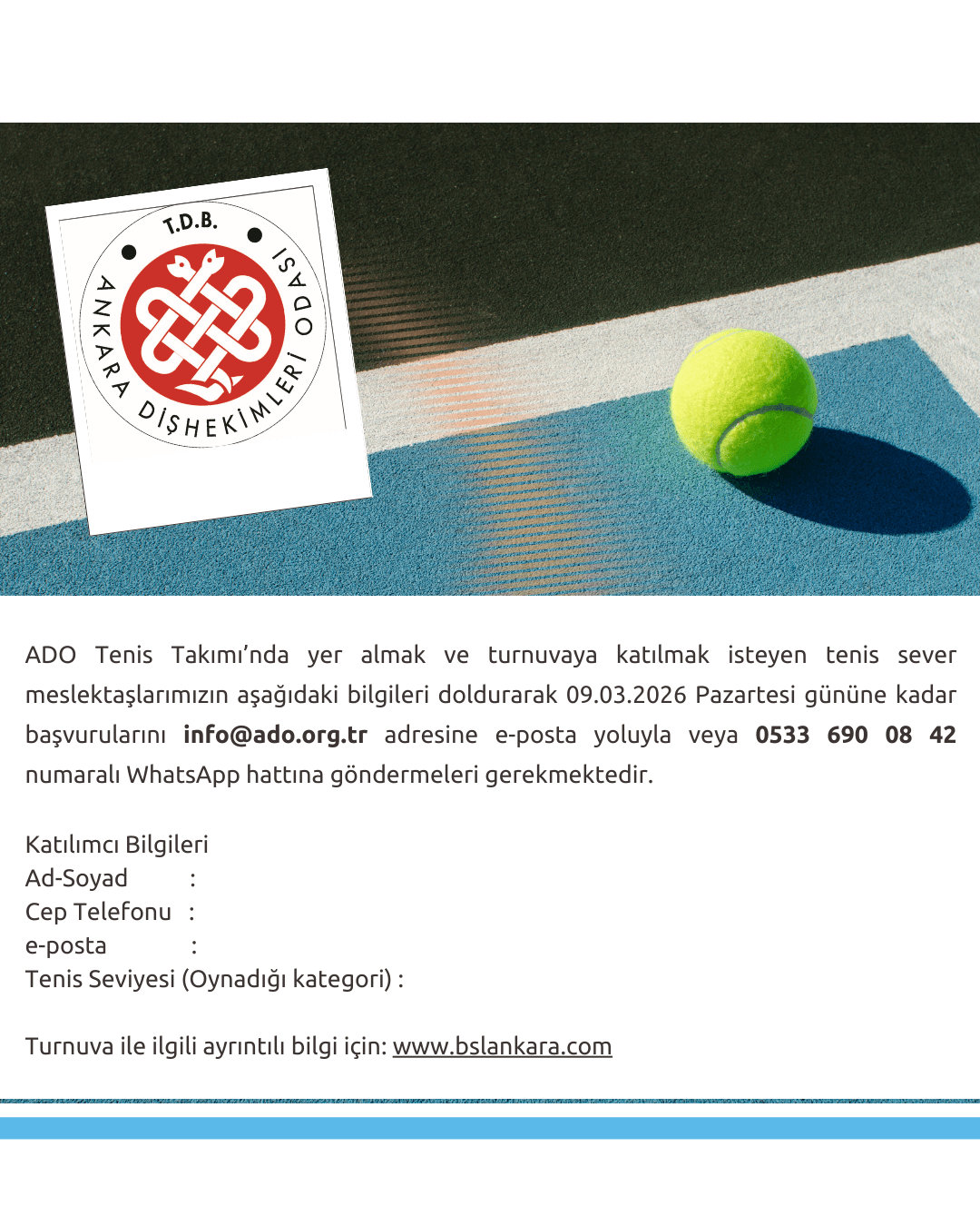 “ADO tenis takımı başvuruları başladı.” görseli