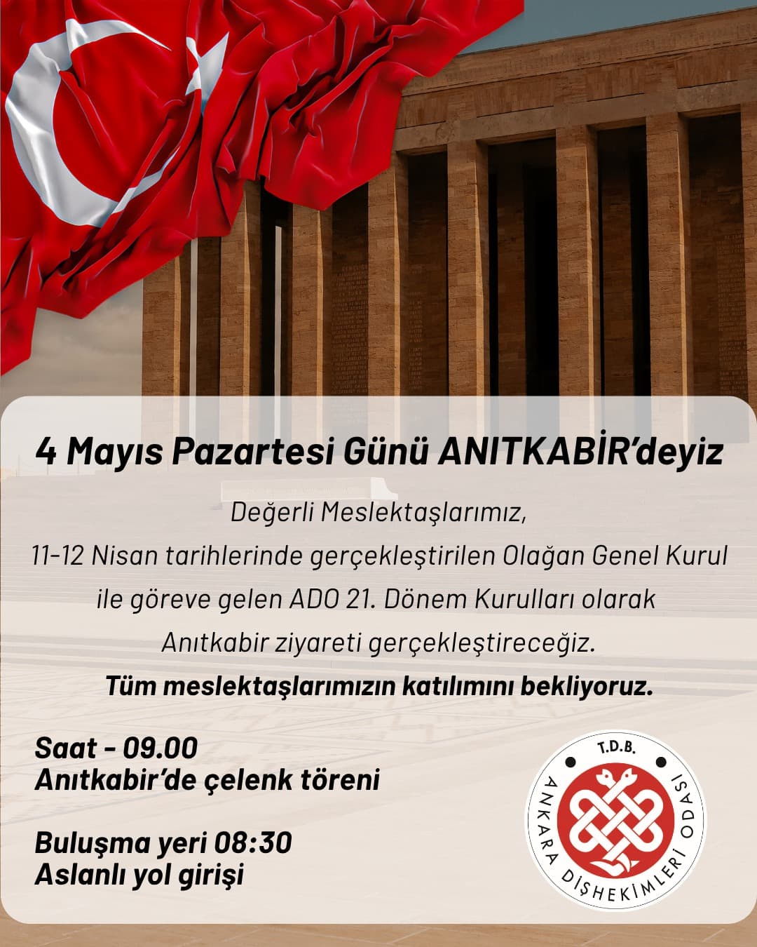 “04 Mayıs 2026 Pazartesi günü Anıtkabir'deyiz” görseli